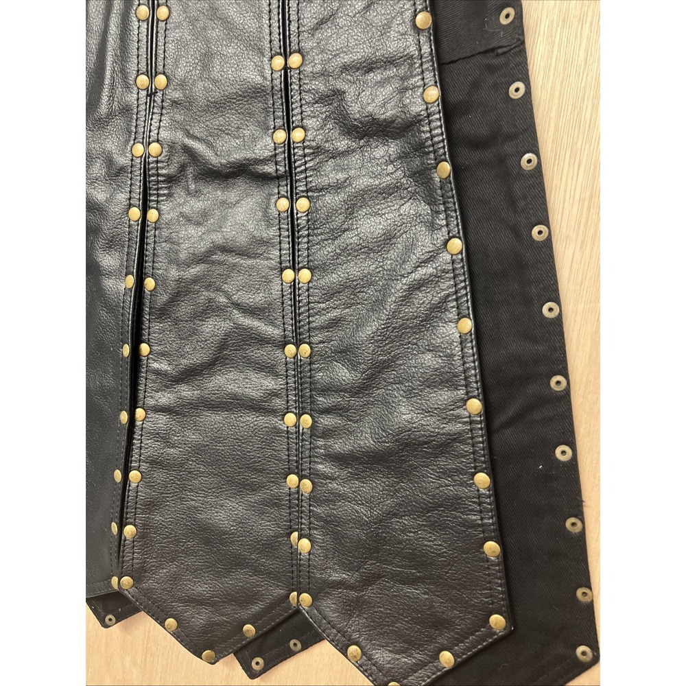 Mediaeval x Gladiator Leather Kilt Size 34 Black Studded Straps Buckles - Picture 5 of 10